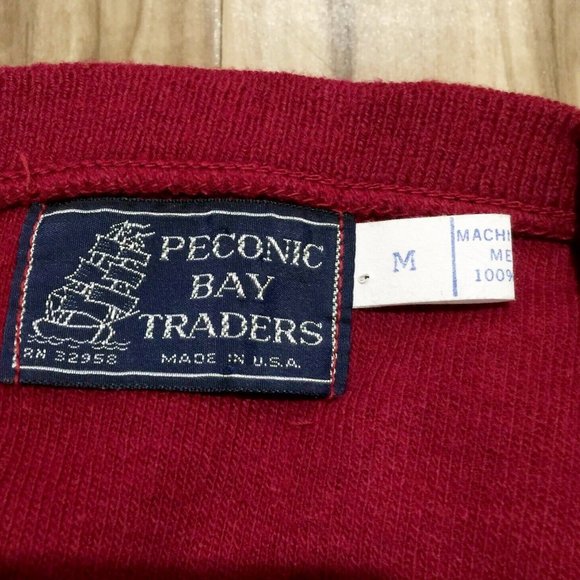 Vintage Peconic Bay Traders Red Sweater Vest M Mens Acrylic  V Neck Usa Made - Picture 2 of 10